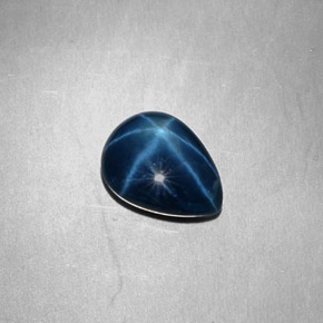 3.09 ct Blue Star Sapphire Gemstone, Star Sapphire Gem in Pear Cabochon Shape for Sale.