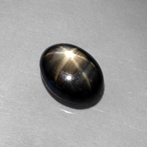 1.93 ct Black Star Sapphire Stone, Natural Star Sapphire in Oval Cabochon Shape for Sale