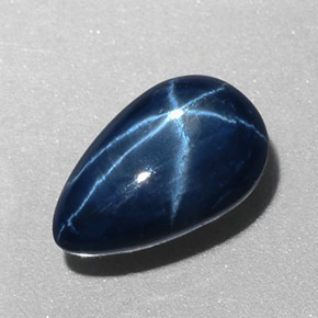 3.74 ct Blue Star Sapphire Gemstone, Star Sapphire Gem in Pear Cabochon Shape for Sale.