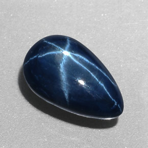 3.74 ct Blue Star Sapphire Stone, Natural Star Sapphire in Pear Cabochon Shape for Sale