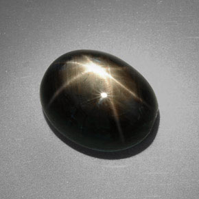 Star Sapphire Gemstone in 12.7 x 10 mm Size for Sale, Star Sapphire Stone in Black Color