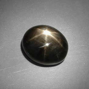 5.75 ct Black Star Sapphire Stone, Natural Star Sapphire in Oval Cabochon Shape for Sale