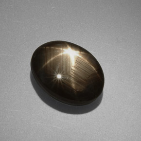 6.35 ct Black Star Sapphire Stone, Natural Star Sapphire in Oval Cabochon Shape for Sale