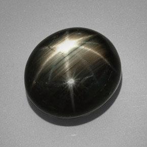 Star Sapphire Gemstone in 18.4 x 16.5 mm Size for Sale, Star Sapphire Stone in Silver Black Color