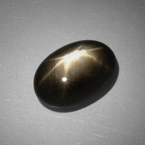 7.83 ct Black Star Sapphire Gemstone, Star Sapphire Gem in Oval Cabochon Shape for Sale.