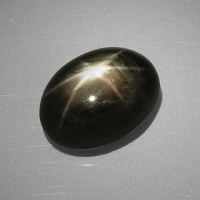 9.24 ct Black Star Sapphire Gemstone, Star Sapphire Gem in Oval Cabochon Shape for Sale.