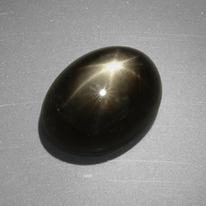7.55 ct Black Star Sapphire Stone, Natural Star Sapphire in Oval Cabochon Shape for Sale