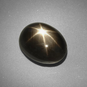 5.66 ct Black Star Sapphire Gemstone, Star Sapphire Gem in Oval Cabochon Shape for Sale.
