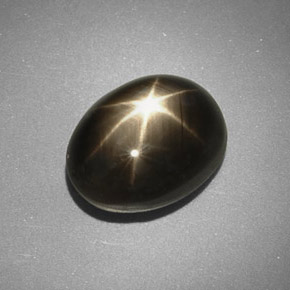 5.66 ct Black Star Sapphire Stone, Natural Star Sapphire in Oval Cabochon Shape for Sale