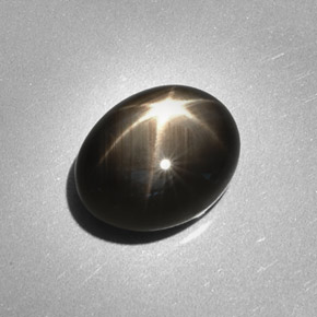 6.28 ct Black Star Sapphire Stone, Natural Star Sapphire in Oval Cabochon Shape for Sale