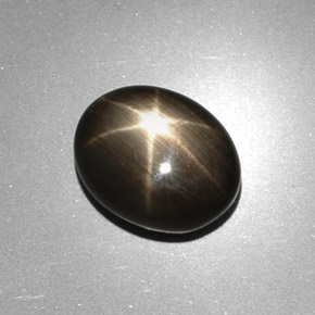 Star Sapphire Gemstone in 11.9 x 9.5 mm Size for Sale, Star Sapphire Stone in Black Color