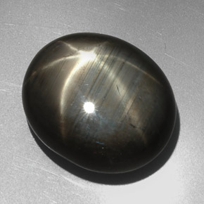 Star Sapphire Gemstone in 19.4 x 16.5 mm Size for Sale, Star Sapphire Stone in Silver Black Color