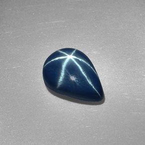 2.88 ct Blue Star Sapphire Gemstone, Star Sapphire Gem in Pear Cabochon Shape for Sale.