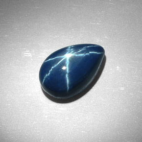 7.22 ct Blue Star Sapphire Gemstone, Star Sapphire Gem in Pear Cabochon Shape for Sale.