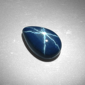 7.22 ct Blue Star Sapphire Stone, Natural Star Sapphire in Pear Cabochon Shape for Sale