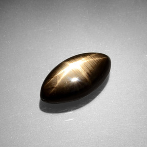 3.55 ct Black Star Sapphire Stone, Natural Star Sapphire in Marquise Cabochon Shape for Sale