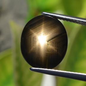 6.32 ct Black Star Sapphire Gemstone, Star Sapphire Gem in Oval Cabochon Shape for Sale.
