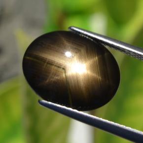 6.32 ct Black Star Sapphire Stone, Natural Star Sapphire in Oval Cabochon Shape for Sale