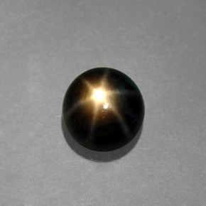 1.22 ct Black Star Sapphire Gemstone, Star Sapphire Gem in Round Cabochon Shape for Sale.