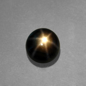 1.22 ct Black Star Sapphire Stone, Natural Star Sapphire in Round Cabochon Shape for Sale