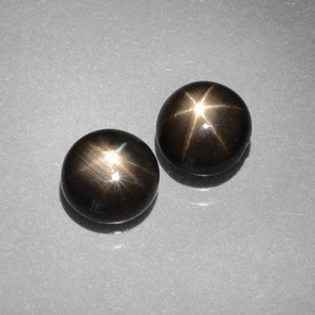 3.17 ct Black Star Sapphire Stone, Natural Star Sapphire in Round Cabochon Shape for Sale