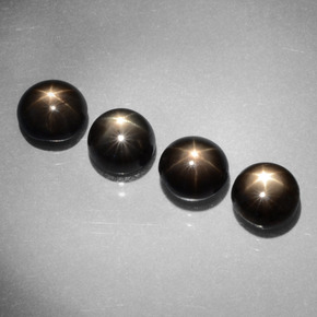 6.85 ct Black Star Sapphire Gemstone, Star Sapphire Gem in Round Cabochon Shape for Sale.