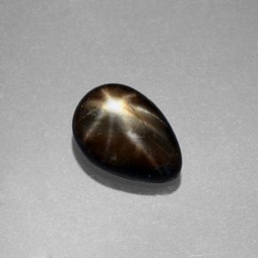2.34 ct Black Star Sapphire Gemstone, Star Sapphire Gem in Pear Cabochon Shape for Sale.