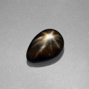 2.34 ct Black Star Sapphire Stone, Natural Star Sapphire in Pear Cabochon Shape for Sale
