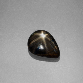 2.75 ct Black Star Sapphire Stone, Natural Star Sapphire in Pear Cabochon Shape for Sale