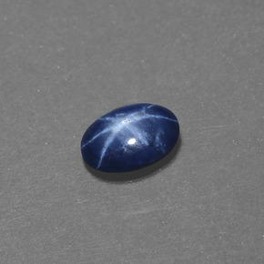 0.50 ct Blue Star Sapphire Gemstone, Star Sapphire Gem in Oval Cabochon Shape for Sale.