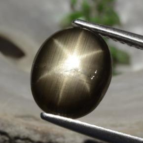 3.26 ct Black Star Sapphire Gemstone, Star Sapphire Gem in Oval Cabochon Shape for Sale.
