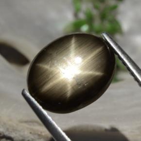 3.26 ct Black Star Sapphire Stone, Natural Star Sapphire in Oval Cabochon Shape for Sale