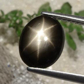 3.05 ct Black Star Sapphire Gemstone, Star Sapphire Gem in Oval Cabochon Shape for Sale.