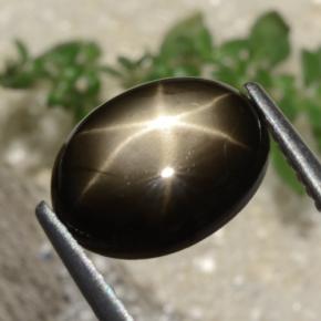 3.05 ct Black Star Sapphire Stone, Natural Star Sapphire in Oval Cabochon Shape for Sale