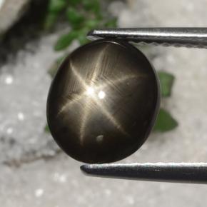3.06 ct Black Star Sapphire Gemstone, Star Sapphire Gem in Oval Cabochon Shape for Sale.