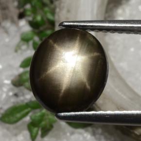 2.94 ct Black Star Sapphire Gemstone, Star Sapphire Gem in Oval Cabochon Shape for Sale.