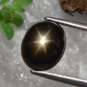 4.91 ct Black Star Sapphire Stone, Natural Star Sapphire in Oval Cabochon Shape for Sale