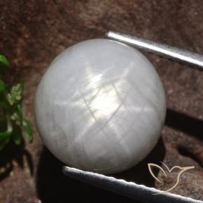 Star Sapphire Gemstone in 11 mm (calibrated) Size for Sale, Star Sapphire Stone in Very Light Grey Color