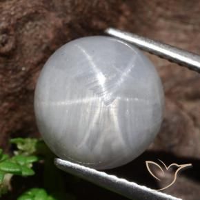 Star Sapphire Gemstone in 10.5 mm Size for Sale, Star Sapphire Stone in Medium Grey Color