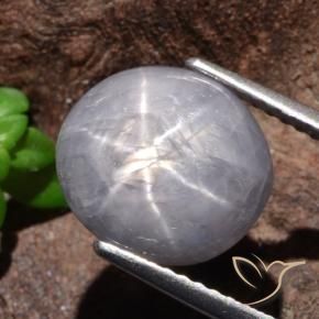 Star Sapphire Gemstone in 11.1 x 10.1 mm Size for Sale, Star Sapphire Stone in Light Grey Color