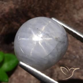 5.35 ct Gray Star Sapphire Stone, Natural Star Sapphire in Oval Cabochon Shape for Sale
