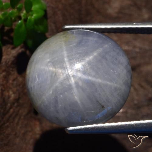 Star Sapphire Gemstone in 15 mm (calibrated) Size for Sale, Star Sapphire Stone in Light Grey Color