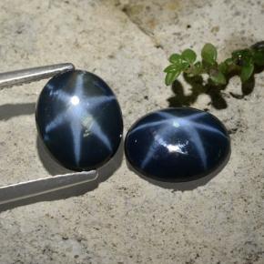 Bleu foncé Saphir Étoilé gemme - 2ct Ovale Cabochon (ID: 478646)