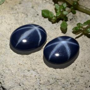 4.31 ctw Blue Star Sapphire Gemstones, Star Sapphire Gems in Oval Cabochon Shape for Sale.