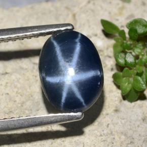 Blu scuro Zaffiro stellato Gem - 2.4ct Ovale cabochon (ID: 478665)