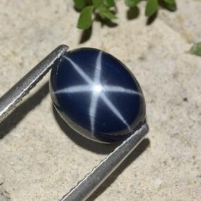 2.44 ct Blue Star Sapphire Stone, Natural Star Sapphire in Oval Cabochon Shape for Sale