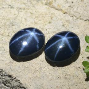 Star Sapphire Gemstones in 9 x 7 mm (calibrated) Size for Sale, Star Sapphire Stones in Dark Blue Color