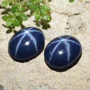 Star Sapphire Gemstones in 9.5 x 7.7 mm Size for Sale, Star Sapphire Stones in Dark Blue Color