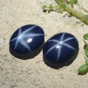 Star Sapphire Gemstones in 9 x 7 mm (calibrated) Size for Sale, Star Sapphire Stones in Dark Blue Color