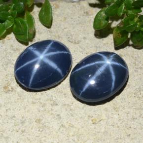 Star Sapphire Gemstones in 9 x 7 mm (calibrated) Size for Sale, Star Sapphire Stones in Dark Blue Color